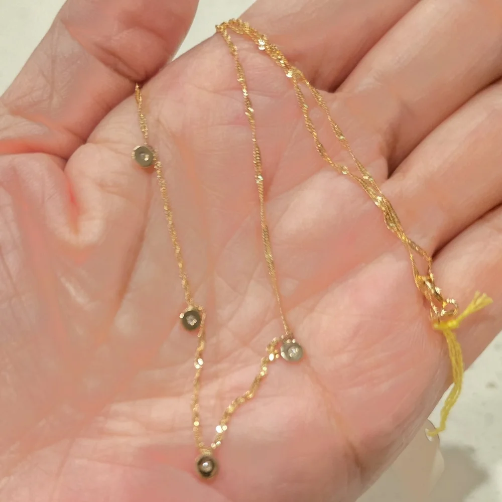 💠🦋14K Real Gold Dainty Necklace with White Stone Accents🦋💠 - Picture 2 of 2